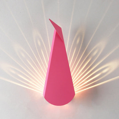 Contemporary Creative Triangle Peacock Shape Scattered Light Iron Shade LED Wall Sconce Lamp For Living Room