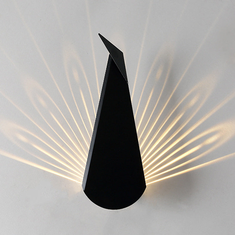 Contemporary Creative Triangle Peacock Shape Scattered Light Iron Shade LED Wall Sconce Lamp For Living Room