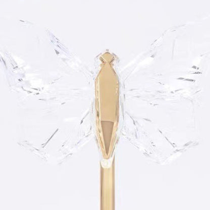 Modern Art Deco Pod Butterfly Hardware Glass Base Acrylic Shade LED Table Lamp For Bedroom