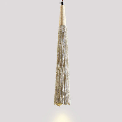 Contemporary Nordic Round Cone Solid Wood Cement Shade 1-Light Pendant Light For Bedroom