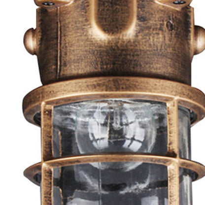 Traditional Vintage Cylinder Horizontal Bar Aluminum Frame Glass Shade 1-Light Flush Mount Ceiling Light For Living Room