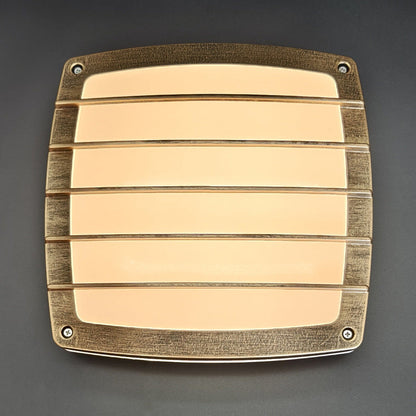 Traditional Vintage Waterproof Square Striped Aluminum PVC LED Flush Mount Ceiling Light For Living Room
