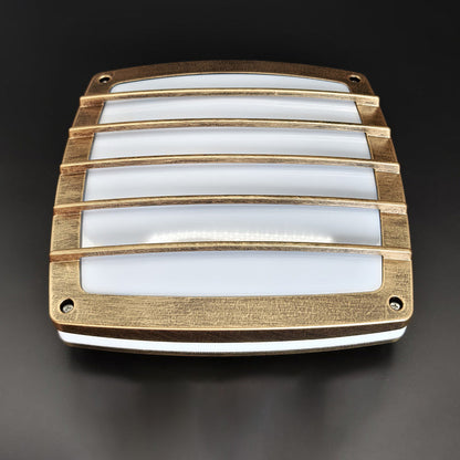 Traditional Vintage Waterproof Square Striped Aluminum PVC LED Flush Mount Ceiling Light For Living Room