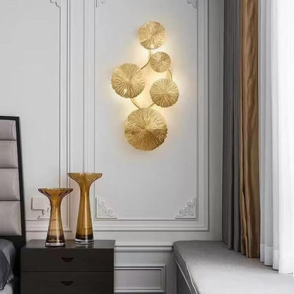 مصباح حائطي فاخر عصري على شكل فرع دائري من الفولاذ المقاوم للصدأ مزود بـ 4/5/6/8 مصابيح لغرفة المعيشة 