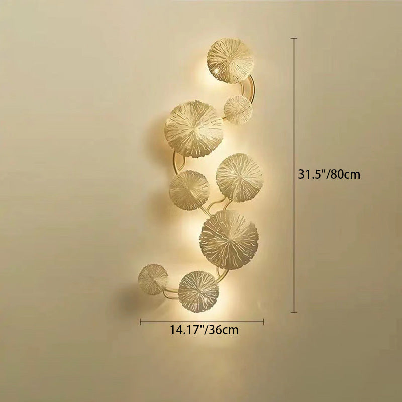 مصباح حائطي فاخر عصري على شكل فرع دائري من الفولاذ المقاوم للصدأ مزود بـ 4/5/6/8 مصابيح لغرفة المعيشة 