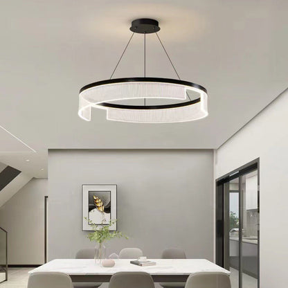Modern Minimalist Round Aluminum Iron Acrylic LED Pendant Light For Living Room