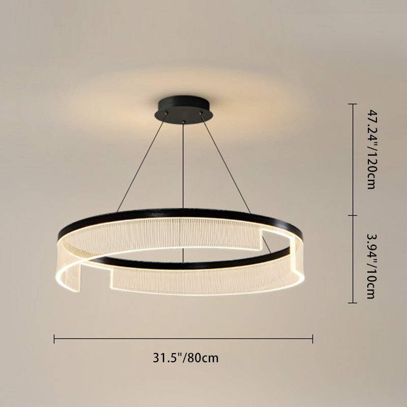 Modern Minimalist Round Aluminum Iron Acrylic LED Pendant Light For Living Room