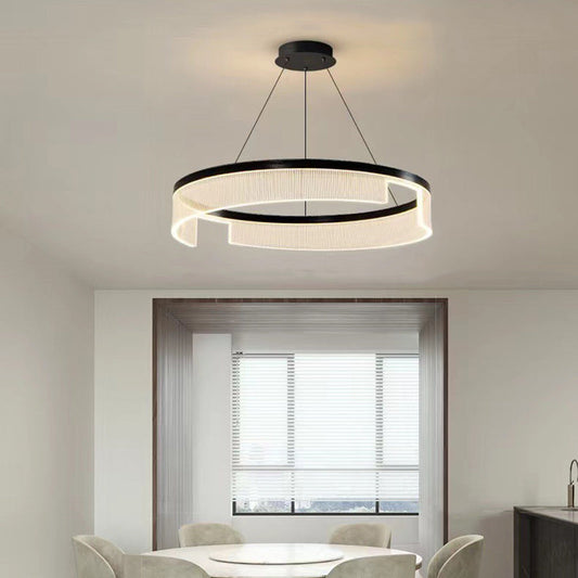 Modern Minimalist Round Aluminum Iron Acrylic LED Pendant Light For Living Room