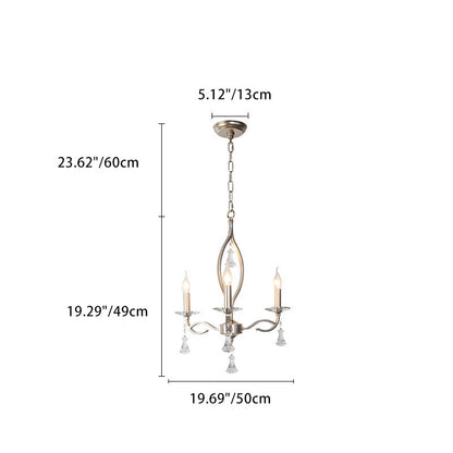 Traditional French Branch Line Candelabra Iron Crystal 4/6/8/10 Light Chandelier For Living Room
