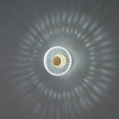 Modern Minimalist Round Striped Copper Acrylic LED Wall Sconce Lamp For Living Room