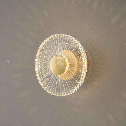 Modern Minimalist Round Striped Copper Acrylic LED Wall Sconce Lamp For Living Room
