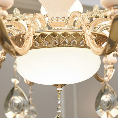 Traditional European Round Dome Candelabra Zinc Alloy Glass 6/8/10 Light Chandelier For Living Room