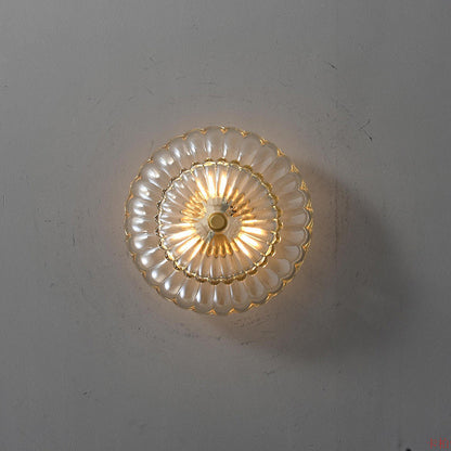Modern Luxury Round Dome Flower Petal Iron Glass 3-Light Semi-Flush Mount Ceiling Light For Hallway