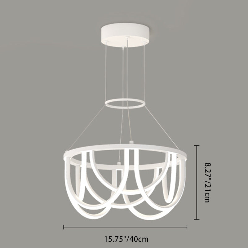 Modern Minimalist Long Line Round Iron Silicone LED Chandelier For Living Room