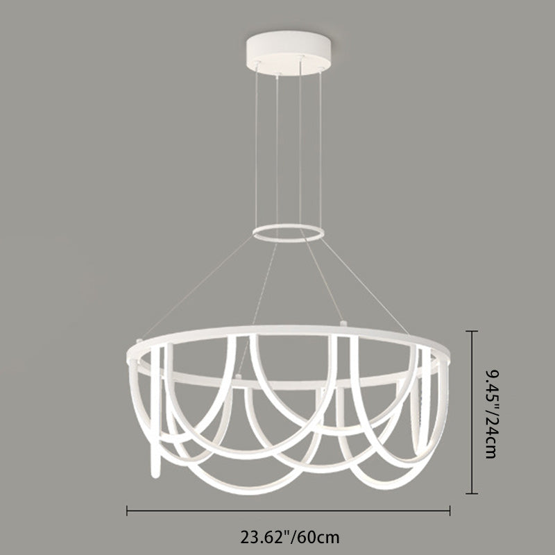 Modern Minimalist Long Line Round Iron Silicone LED Chandelier For Living Room