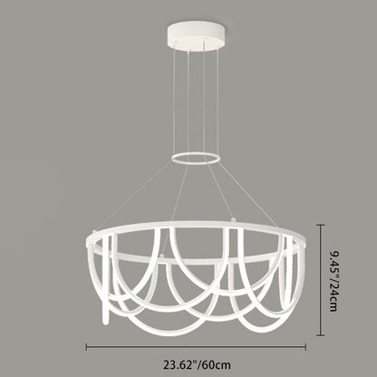 Modern Minimalist Long Line Round Iron Silicone LED Chandelier For Living Room