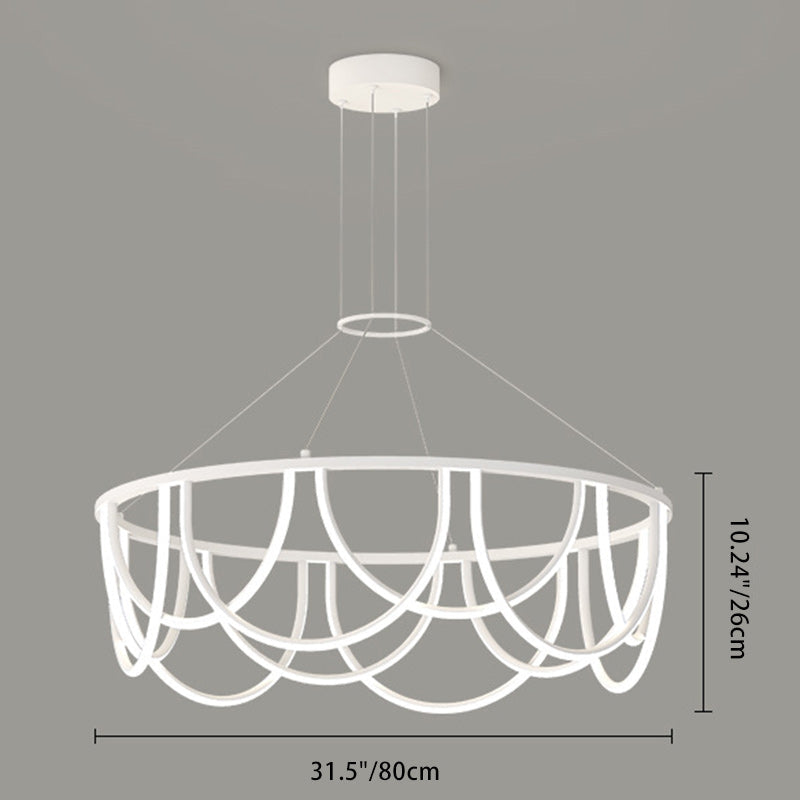 Modern Minimalist Long Line Round Iron Silicone LED Chandelier For Living Room