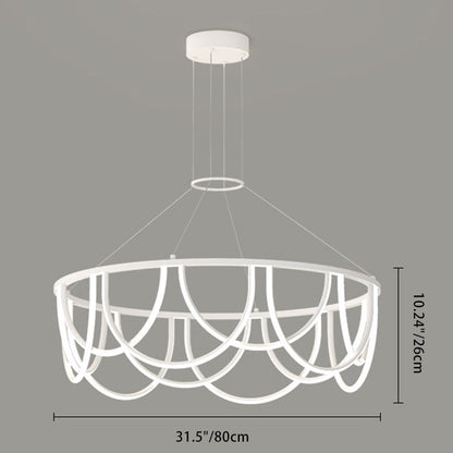 Modern Minimalist Long Line Round Iron Silicone LED Chandelier For Living Room