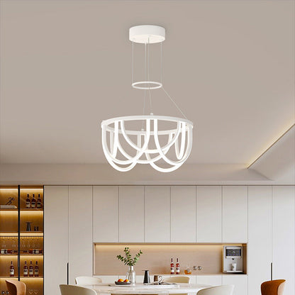 Modern Minimalist Long Line Round Iron Silicone LED Chandelier For Living Room