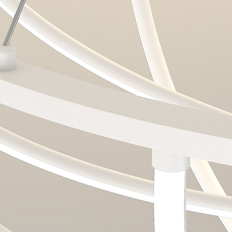 Modern Minimalist Long Line Crossover Round Iron Aluminum Silicone LED Chandelier For Living Room