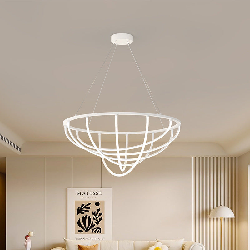 Modern Minimalist Long Line Crossover Round Iron Aluminum Silicone LED Chandelier For Living Room