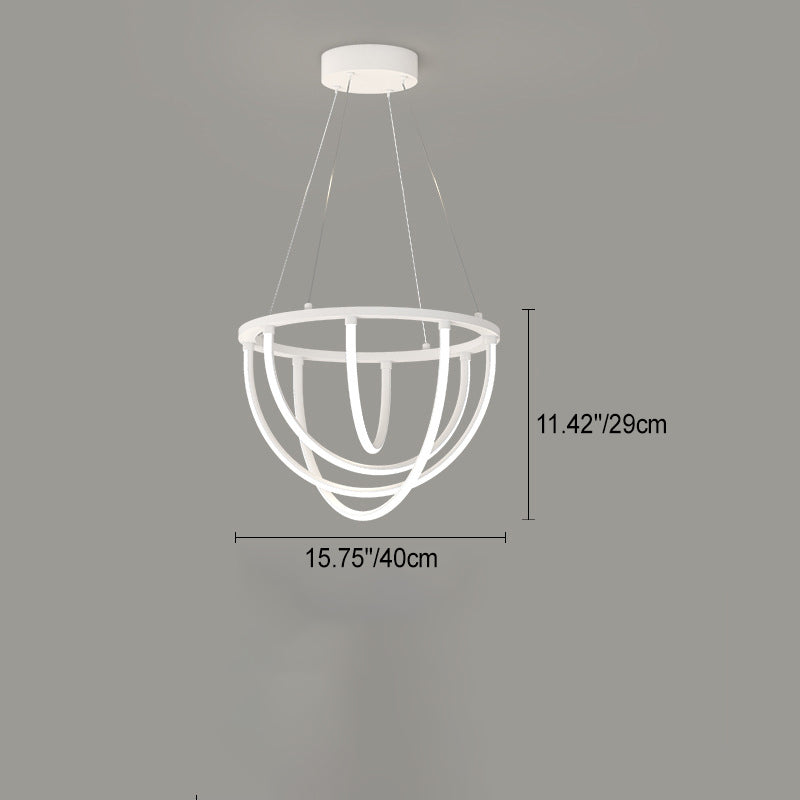 Modern Minimalist Long Line Crossover Round Iron Aluminum Silicone LED Chandelier For Living Room