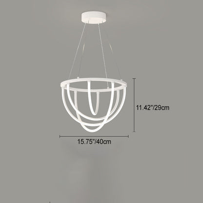 Modern Minimalist Long Line Crossover Round Iron Aluminum Silicone LED Chandelier For Living Room