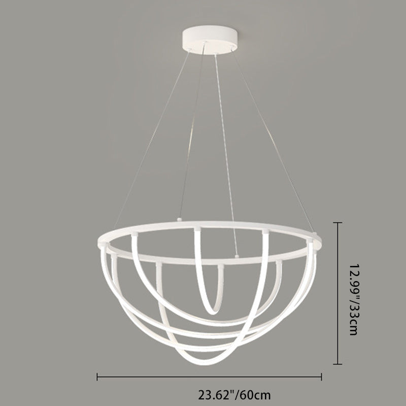 Modern Minimalist Long Line Crossover Round Iron Aluminum Silicone LED Chandelier For Living Room
