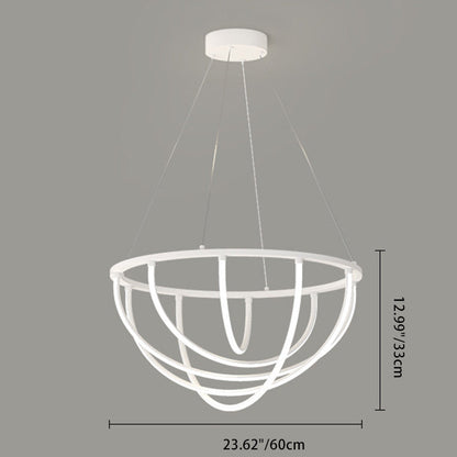 Modern Minimalist Long Line Crossover Round Iron Aluminum Silicone LED Chandelier For Living Room