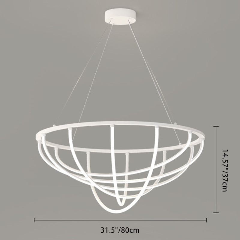 Modern Minimalist Long Line Crossover Round Iron Aluminum Silicone LED Chandelier For Living Room