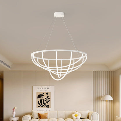 Modern Minimalist Long Line Crossover Round Iron Aluminum Silicone LED Chandelier For Living Room