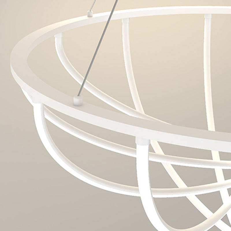 Modern Minimalist Long Line Crossover Round Iron Aluminum Silicone LED Chandelier For Living Room