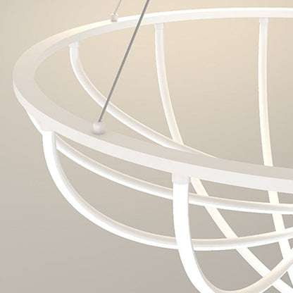 Modern Minimalist Long Line Crossover Round Iron Aluminum Silicone LED Chandelier For Living Room