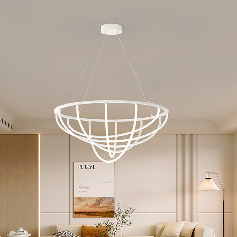 Modern Minimalist Long Line Crossover Round Iron Aluminum Silicone LED Chandelier For Living Room