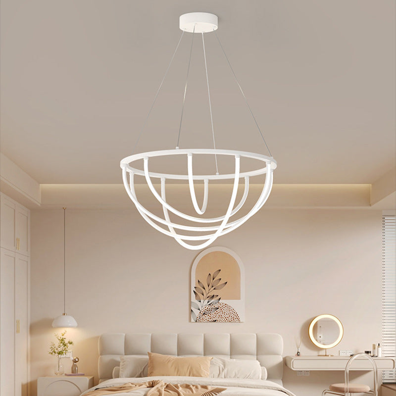 Modern Minimalist Long Line Crossover Round Iron Aluminum Silicone LED Chandelier For Living Room