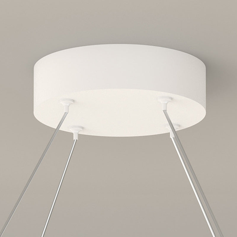 Modern Minimalist Long Line Crossover Round Iron Aluminum Silicone LED Chandelier For Living Room
