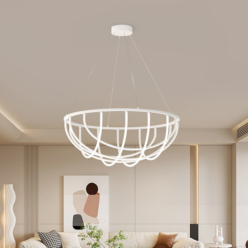 ثريا LED من الألومنيوم والسيليكون بتصميم عصري بسيط على شكل خط طويل غير منتظم لغرفة المعيشة 