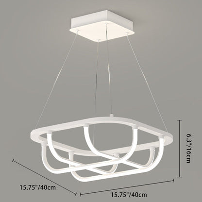 Modern Minimalist Long Line Square Basket Shape Iron Aluminum Silicone LED Chandelier For Living Room