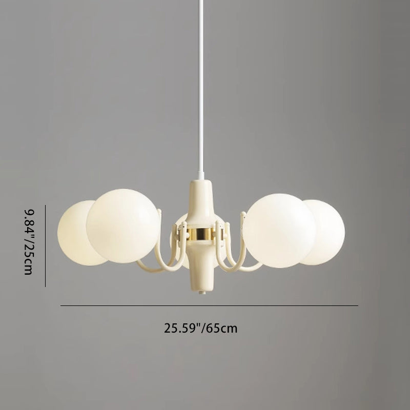 Modern Minimalist Branch Orb Iron Frame Glass Shade 3/5/8 Light Chandelier For Living Room