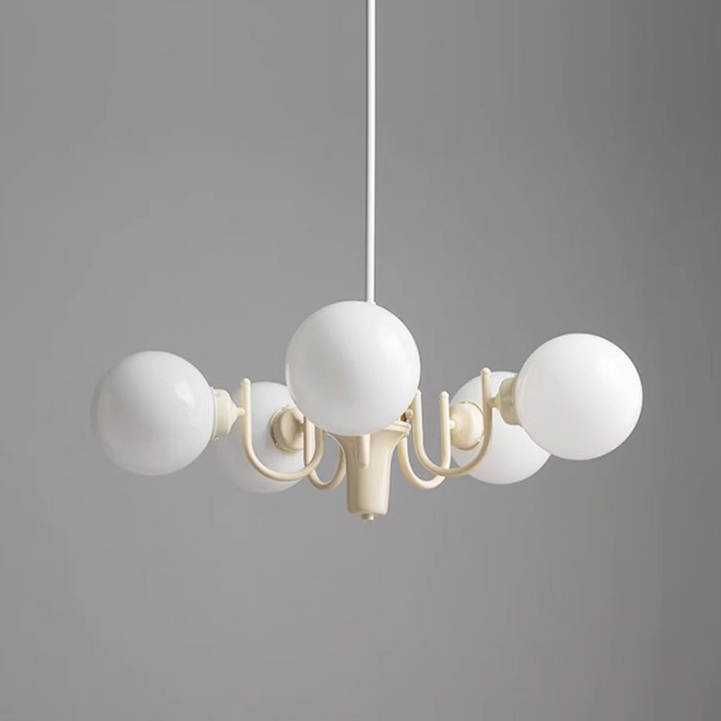 Modern Minimalist Branch Orb Iron Frame Glass Shade 3/5/8 Light Chandelier For Living Room