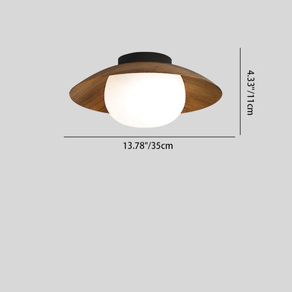 Contemporary Retro Round Bowl Dome Iron PE LED Semi-Flush Mount Ceiling Light for Living Room