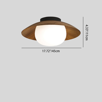 Contemporary Retro Round Bowl Dome Iron PE LED Semi-Flush Mount Ceiling Light for Living Room