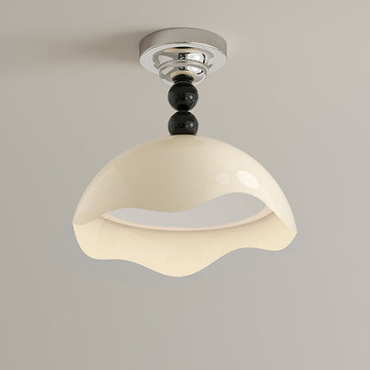 Contemporary Creative Round Dome Eggshell Shape Aluminum Iron Acrylic LED Semi-Flush Mount Ceiling Light For Living Room