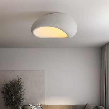 Contemporary Nordic Irregular Oval Resin Shade 1-Light Flush Mount Ceiling Light For Living Room