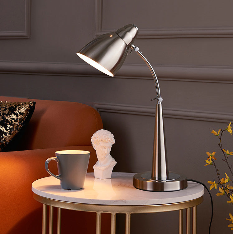 Traditional Vintage Rotatable Angle Dome Cone Iron Frame 1-Light Table Lamp For Living Room