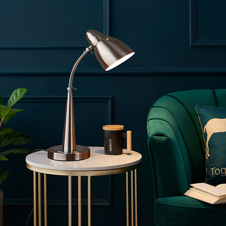 Traditional Vintage Rotatable Angle Dome Cone Iron Frame 1-Light Table Lamp For Living Room