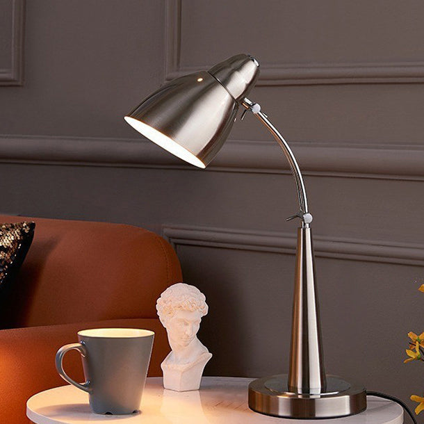 Traditional Vintage Rotatable Angle Dome Cone Iron Frame 1-Light Table Lamp For Living Room