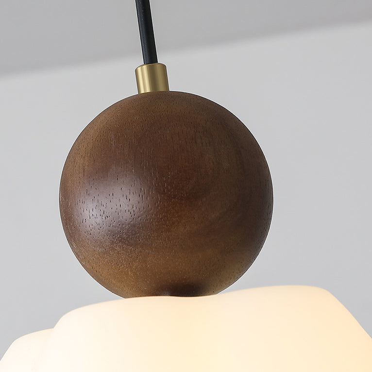 Traditional Vintage Orb Pumpkin Shape Wood Plastic Shade 1-Light Pendant Light For Living Room