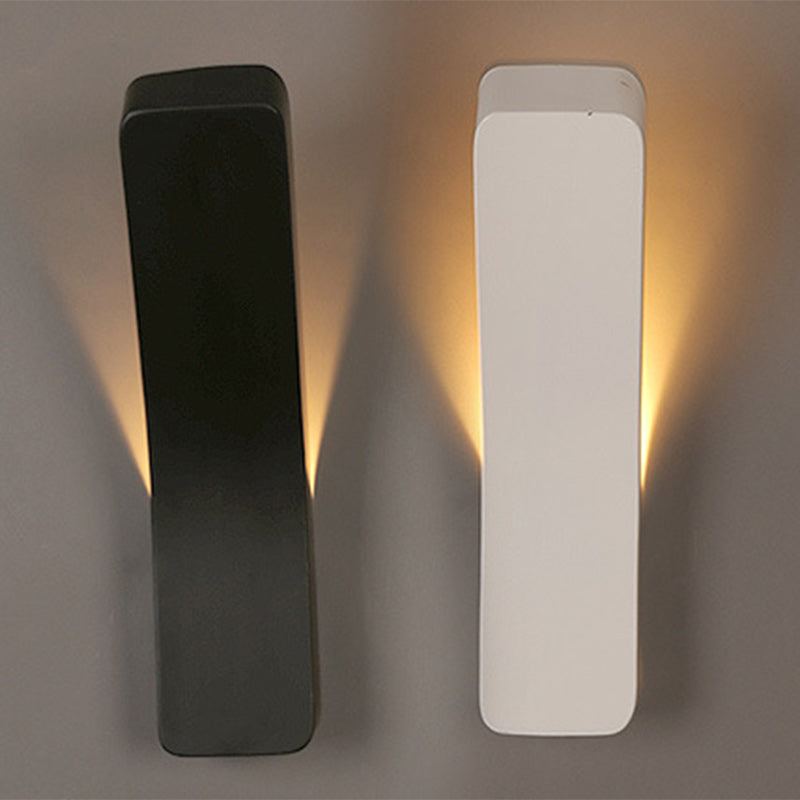 Modern Minimalist Curved Rectangle Iron Shade 1-Light Wall Sconce Lamp For Living Room