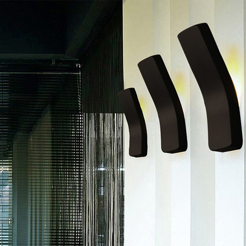 Modern Minimalist Curved Rectangle Iron Shade 1-Light Wall Sconce Lamp For Living Room